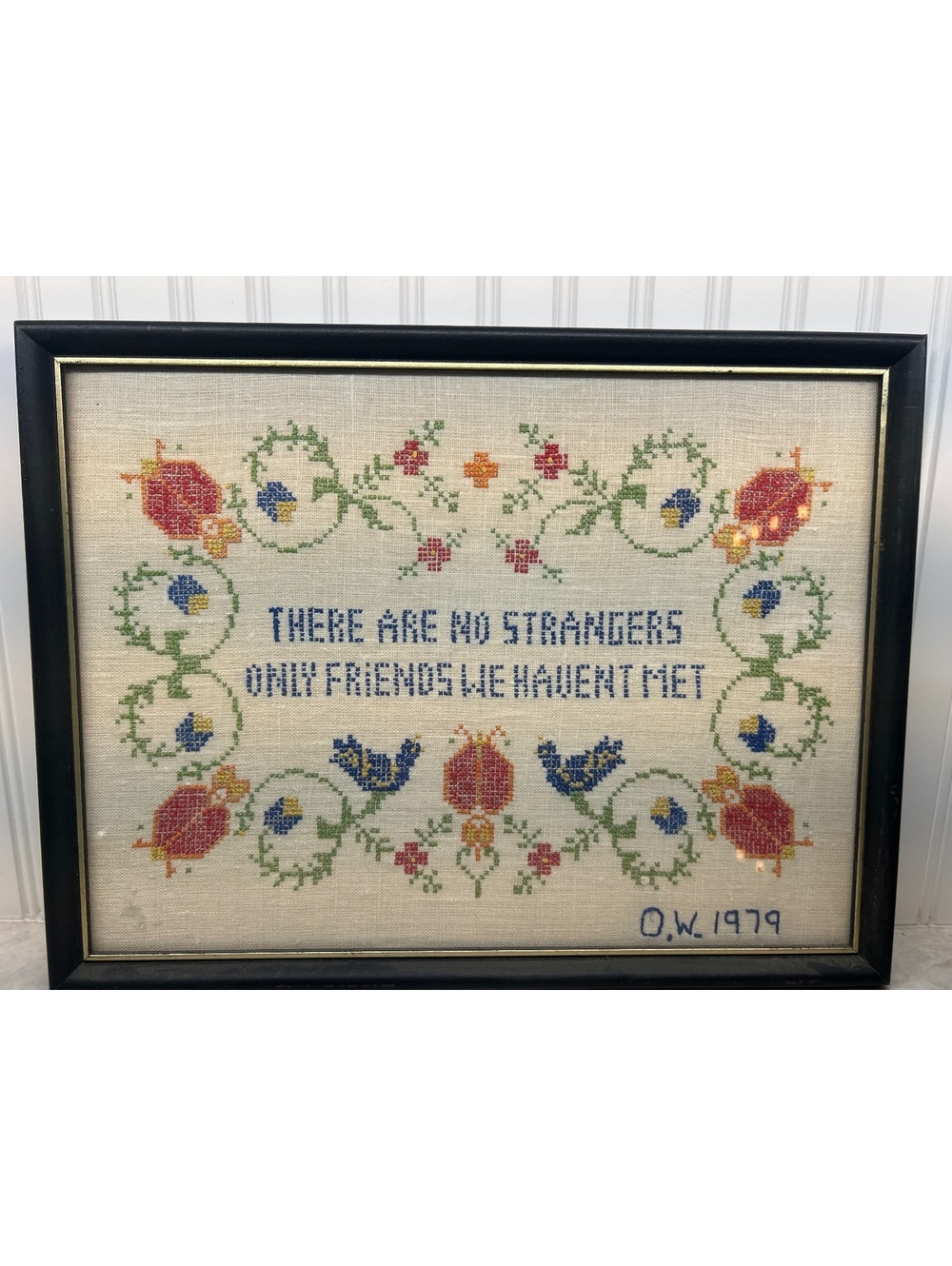 Vintage 1979 Hand-Stitched Friendship Sampler